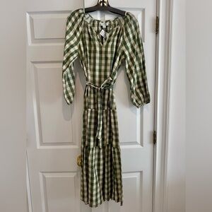 NWT Velvet by Graham & Spencer belted dress. Green plaid. Size XS.